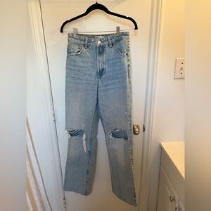 Zara TRF Ripped High-Rise Wide Leg Jeans